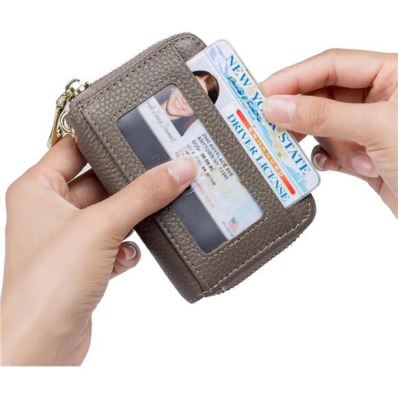 RFID Leather Card Wallet Credit Card Holder Keychain Business Wallet Women Men - Picture 3 of 7